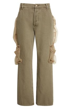 Magliano Magliano Cantiere Sheer Pocket Cotton Canvas Wide Leg Pants