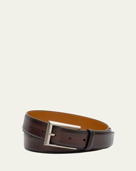 Magnanni Men's Rocas Pebbled Leather Belt