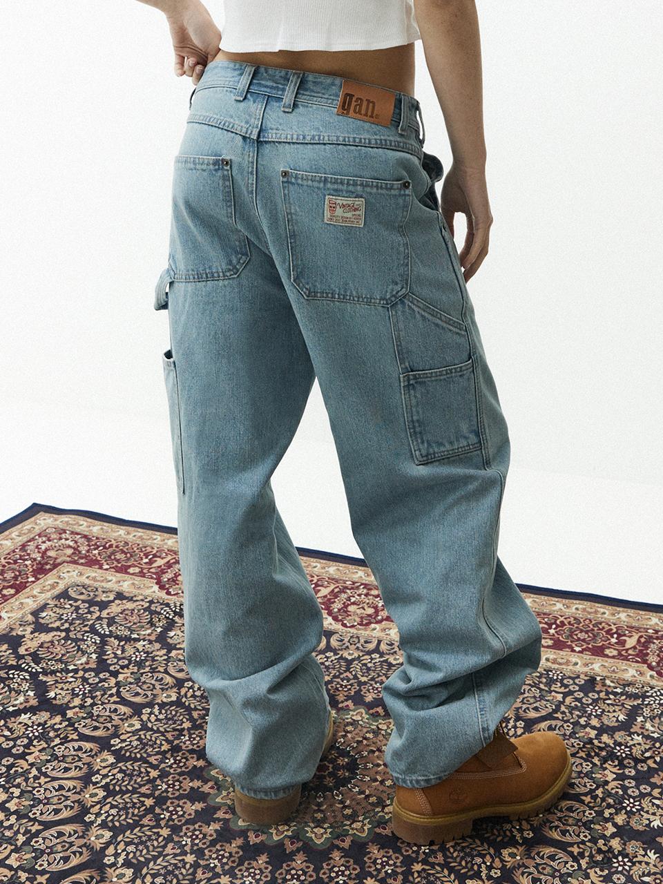 MAGOODGAN 7505 Carpenter Wide Leg Jeans - Light Indigo
