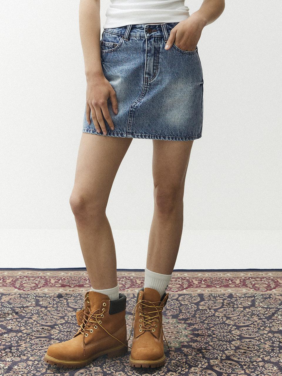 MAGOODGAN A-Line Mini Skirt - Medium Indigo