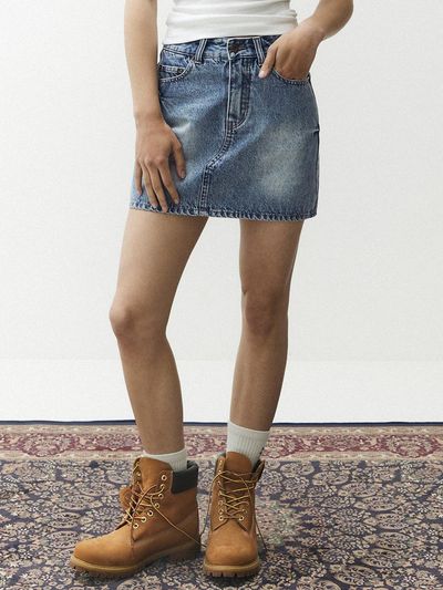 MAGOODGAN A-Line Mini Skirt - Medium Indigo
