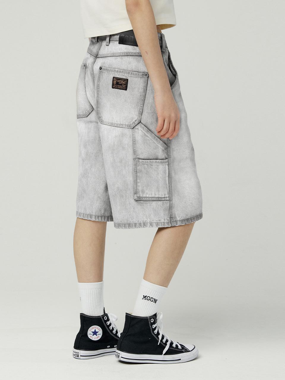 MAGOODGAN Bernard 7907 Carpenter Bermuda Snow Wash Shorts [Light Gray]