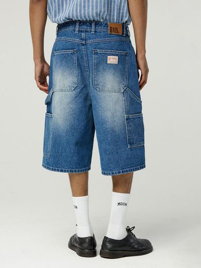 MAGOODGAN Bernard Carpenter Bermuda Fade Wash Shorts (7907) [Medium Indigo]