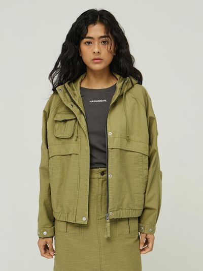 MAGOODGAN Bethany Satin Cotton Overfit Blouson Blazer (5655) [Khaki]