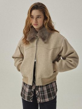 MAGOODGAN Bethany Wool Padded Crop Blouson Jacket (5653) [Beige]