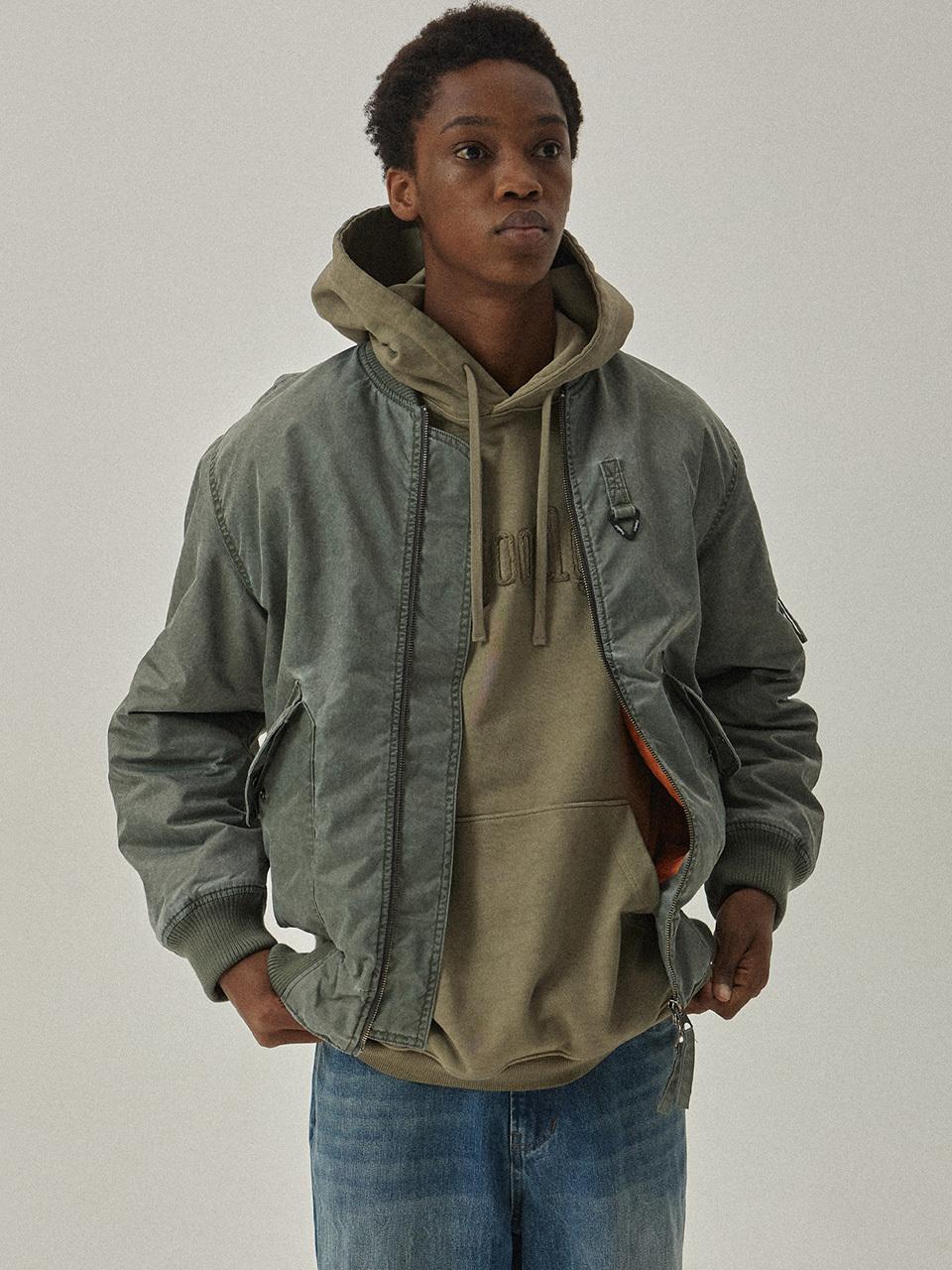 MAGOODGAN Bomber Pigment Padded Flight Jacket (5602) [Khaki]