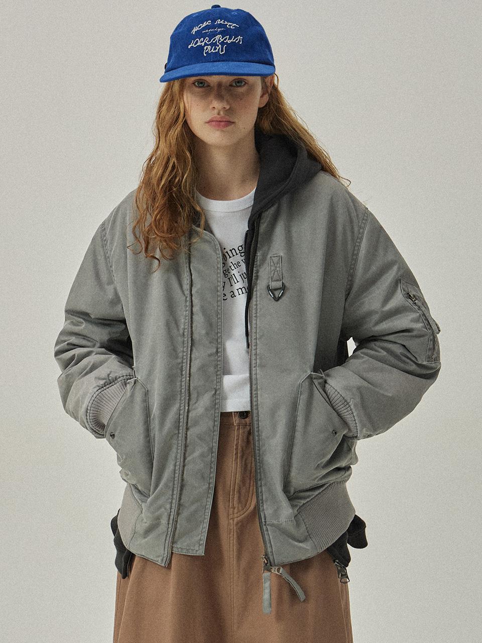 MAGOODGAN Bomber Pigment Padded Flight Jacket (5602) [Silver Grey]
