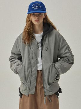 MAGOODGAN Bomber Pigment Padded Flight Jacket (5602) [Silver Grey]