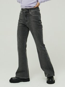 MAGOODGAN CHERA 7425 Fade Wash Curved Boot-Cut Denim Pants [Gray]