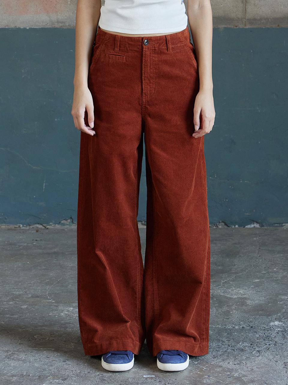 MAGOODGAN CHERA Corduroy Wide-fit Flare Pants (4806) [Dark Orange]