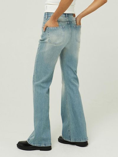 MAGOODGAN CHERA Vintage Wash Boot-Cut Denim Pants (7426) [Light Indigo]