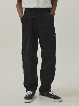 MAGOODGAN Chino Corduroy Two-Pleat Balloon Fit Pants (4306) [Black]