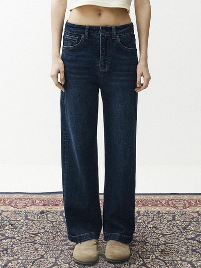 MAGOODGAN Dark Fade Wash Semi Wide Fit Fate Ro Denim Pants