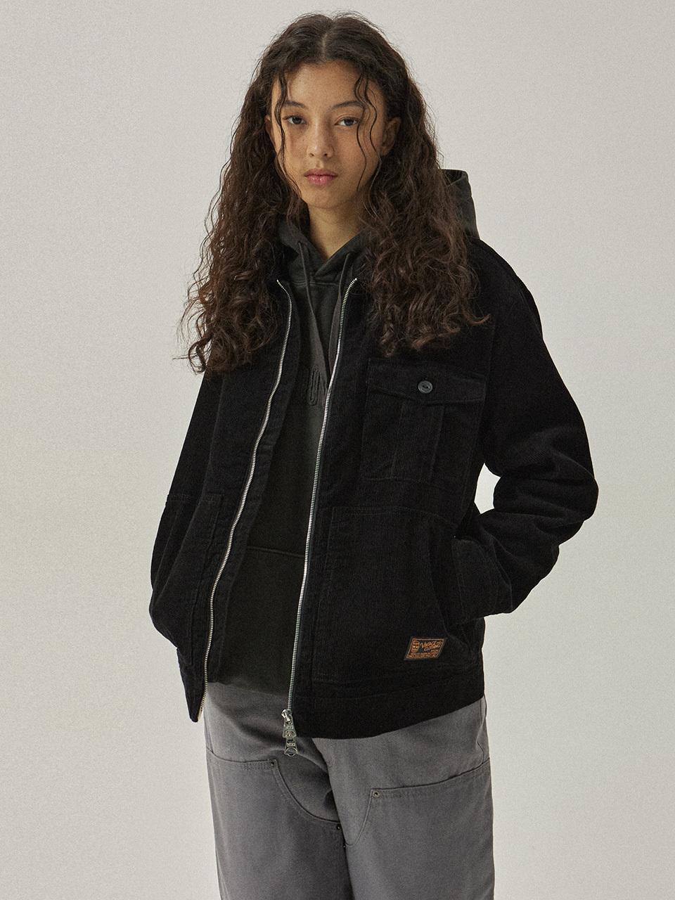 MAGOODGAN Hunter 5507 Corduroy Detroit Black Zip-Up Jacket