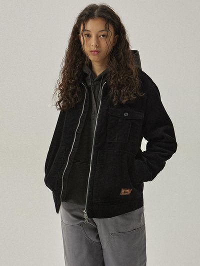 MAGOODGAN Hunter 5507 Corduroy Detroit Black Zip-Up Jacket