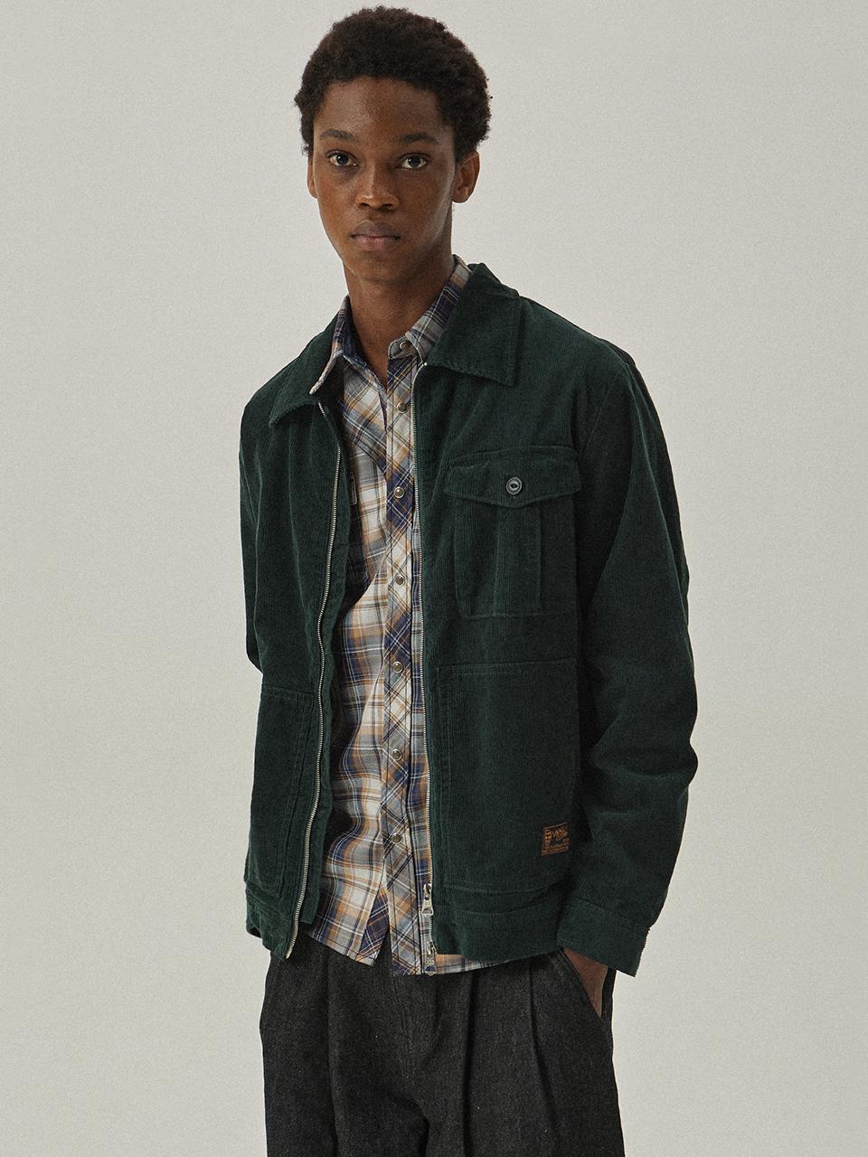 MAGOODGAN Hunter 5507 Corduroy Detroit Hunter Green Zip-Up J