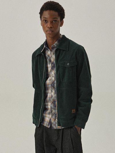 MAGOODGAN Hunter 5507 Corduroy Detroit Hunter Green Zip-Up J