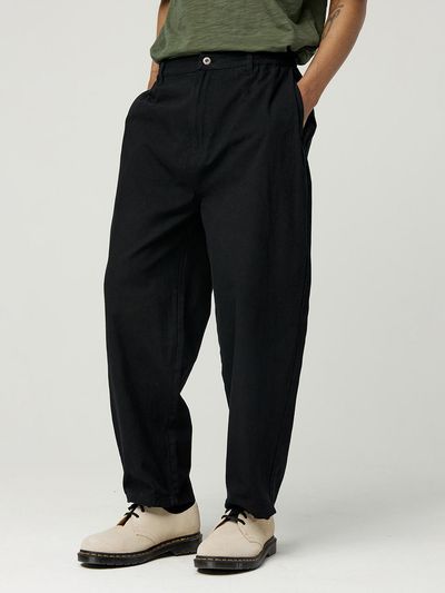 MAGOODGAN Karoon 4216 Elastic Waist Balloon Fit Cotton Pants [Black]
