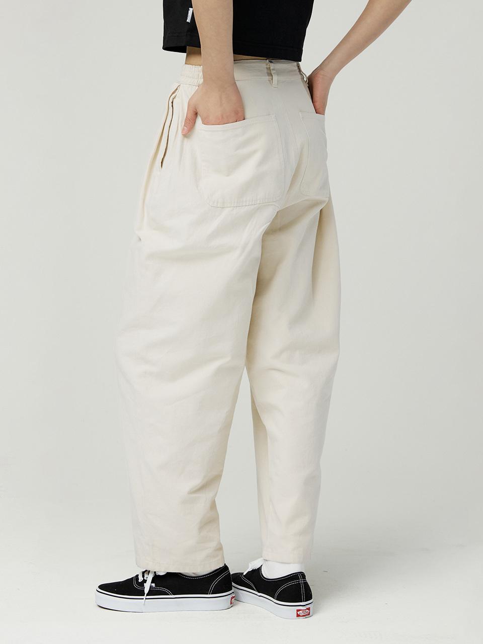 MAGOODGAN Karoon Elastic Waist Balloon Fit Cotton Pants (4216) [Cream]