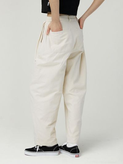 MAGOODGAN Karoon Elastic Waist Balloon Fit Cotton Pants (4216) [Cream]