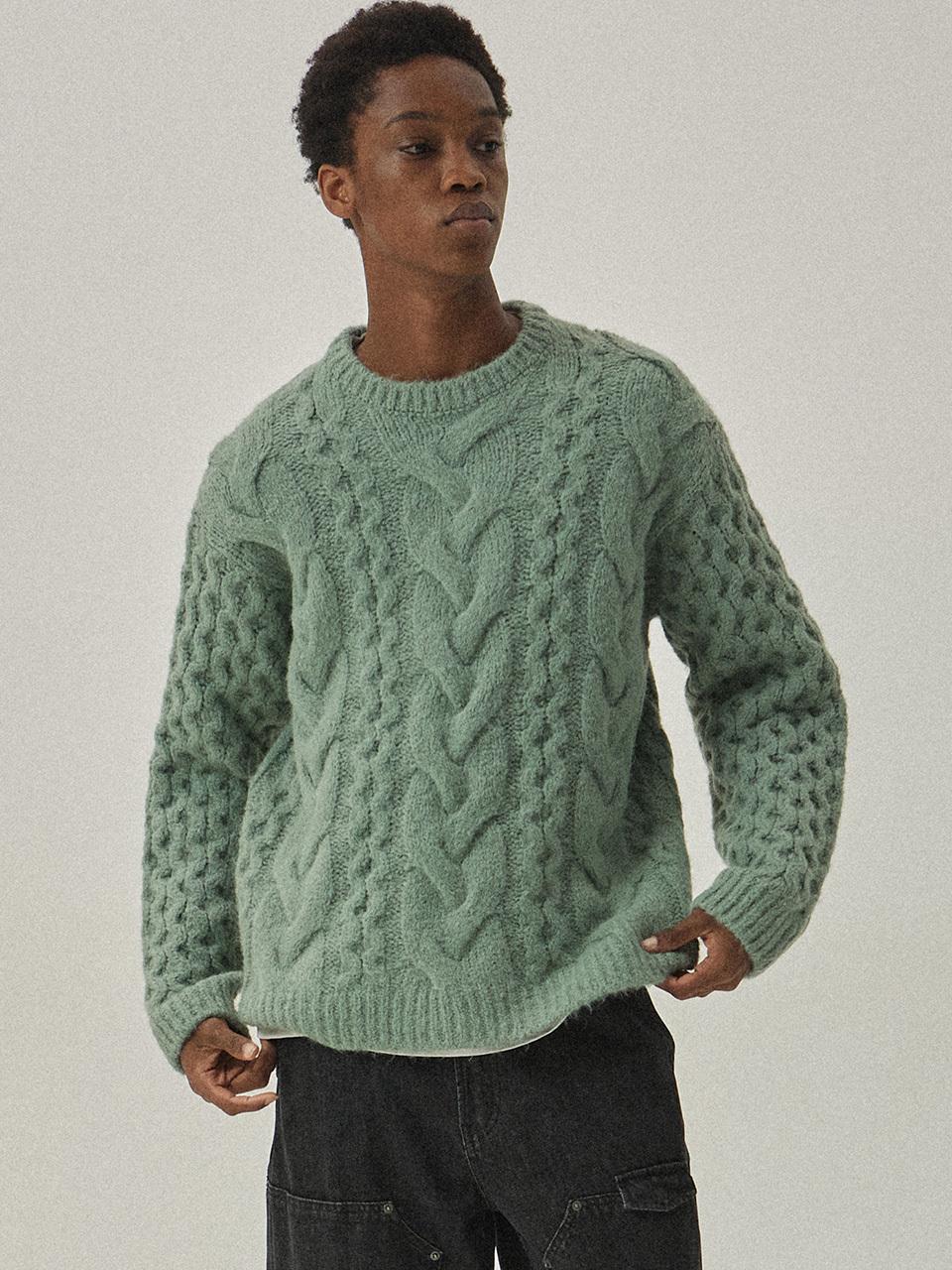MAGOODGAN Knit Fisherman Crewneck Sweater (3951) [GREEN]
