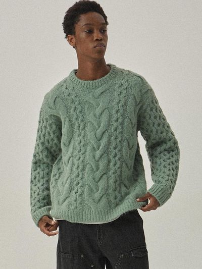 MAGOODGAN Knit Fisherman Crewneck Sweater (3951) [GREEN]