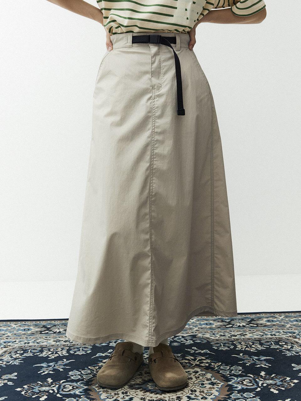 MAGOODGAN Nylon Belt Maxi Skirt - Beige