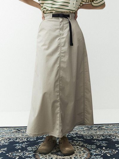 MAGOODGAN Nylon Belt Maxi Skirt - Beige