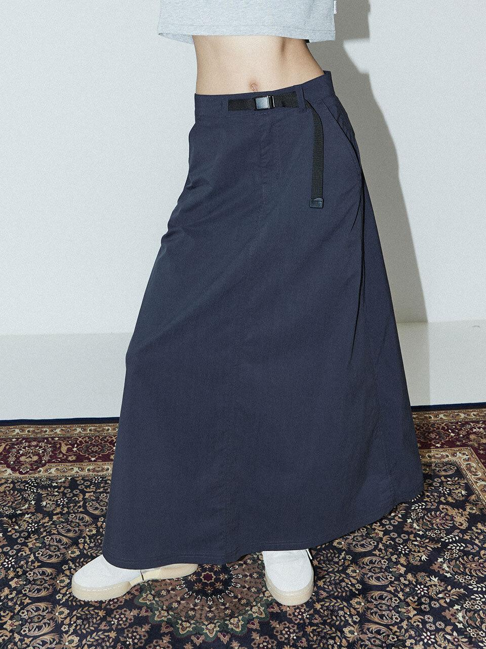 MAGOODGAN Nylon Belt Maxi Skirt - Navy