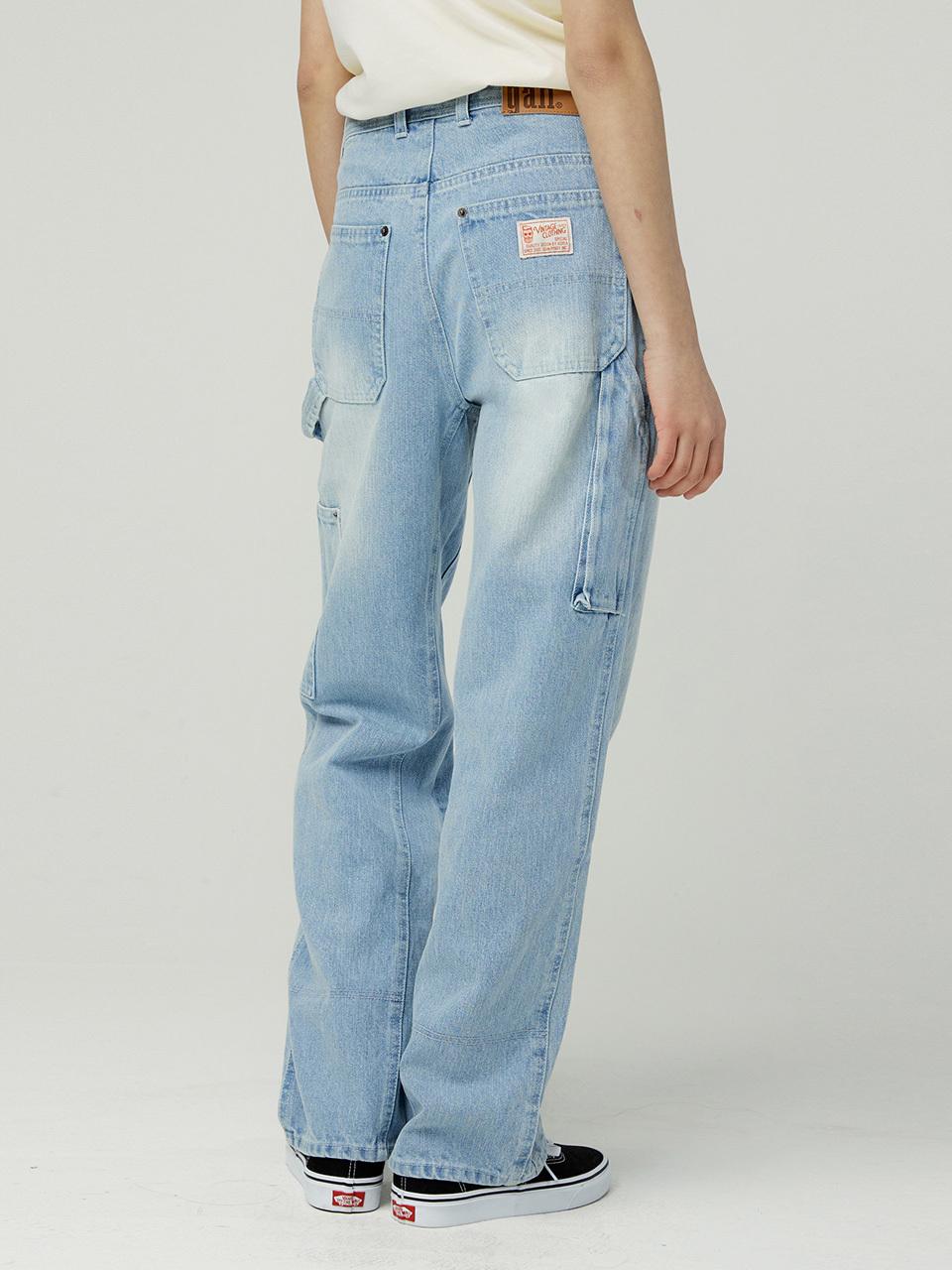 MAGOODGAN Pabun Carpenter Snow Wash Wide Fit Denim (7543) [Light Indigo]