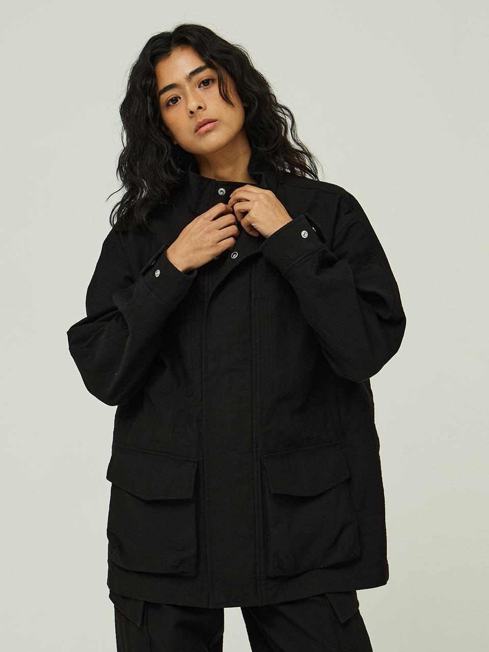MAGOODGAN Safari Satin Cotton Overfit Field Jacket (5311) [Black]