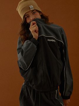 MAGOODGAN Trake 5761A Overfit Color Block Black Set-Up Track Jacket