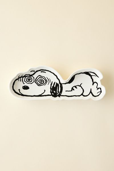 Magpie Magpie X Peanuts Tune Out Snoopy Shaped Ceramic Trinket Dish in White at Urban Outfitters