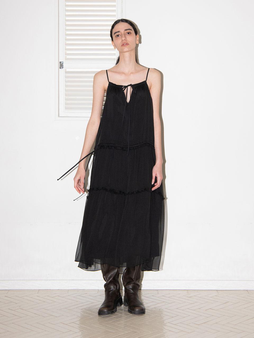 mais CHIFFON BOHEMIAN MAXI DRESS [BLACK]