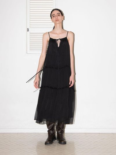 mais CHIFFON BOHEMIAN MAXI DRESS [BLACK]