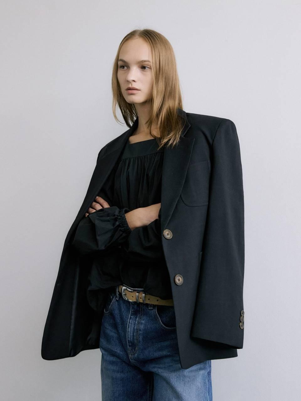 mais CLASSIC WOOL OUT POCKET JACKET / BLACK