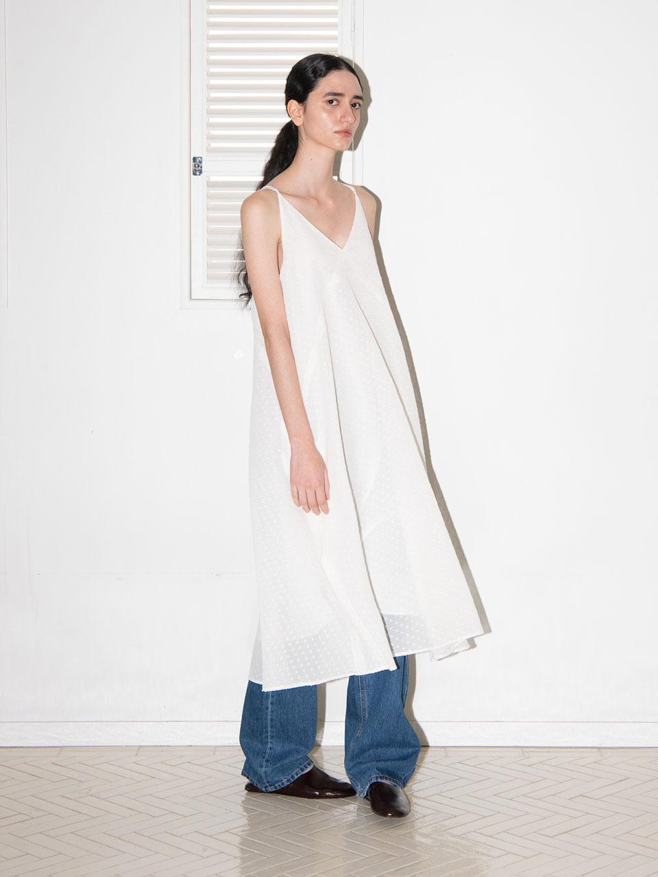 mais DOT SEER TENT DRESS [WHITE]