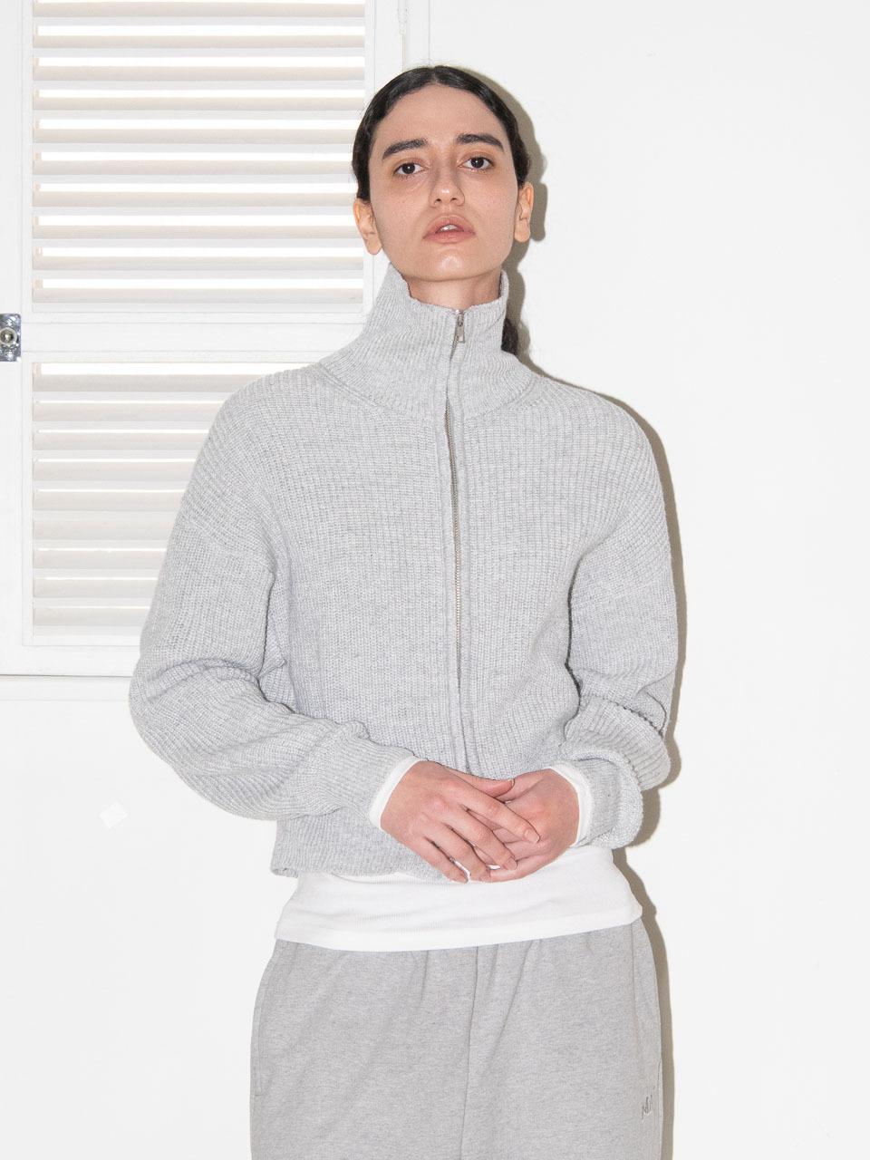 mais TWO WAY KNIT ZIP-UP CARDIGAN [GRAY]