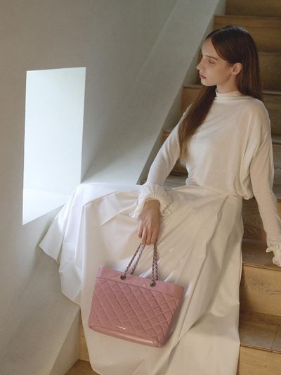 MAISON246 Quilted Vegan Leather Medium Tote Bag [Pink]