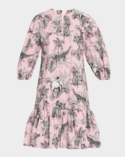 Maison Common African-Print Cotton Puff-Sleeve Shift Dress