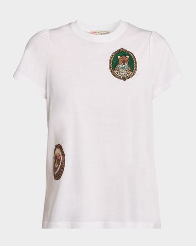 Maison Common Animal Embroidered Cotton Short-Sleeve T-Shirt