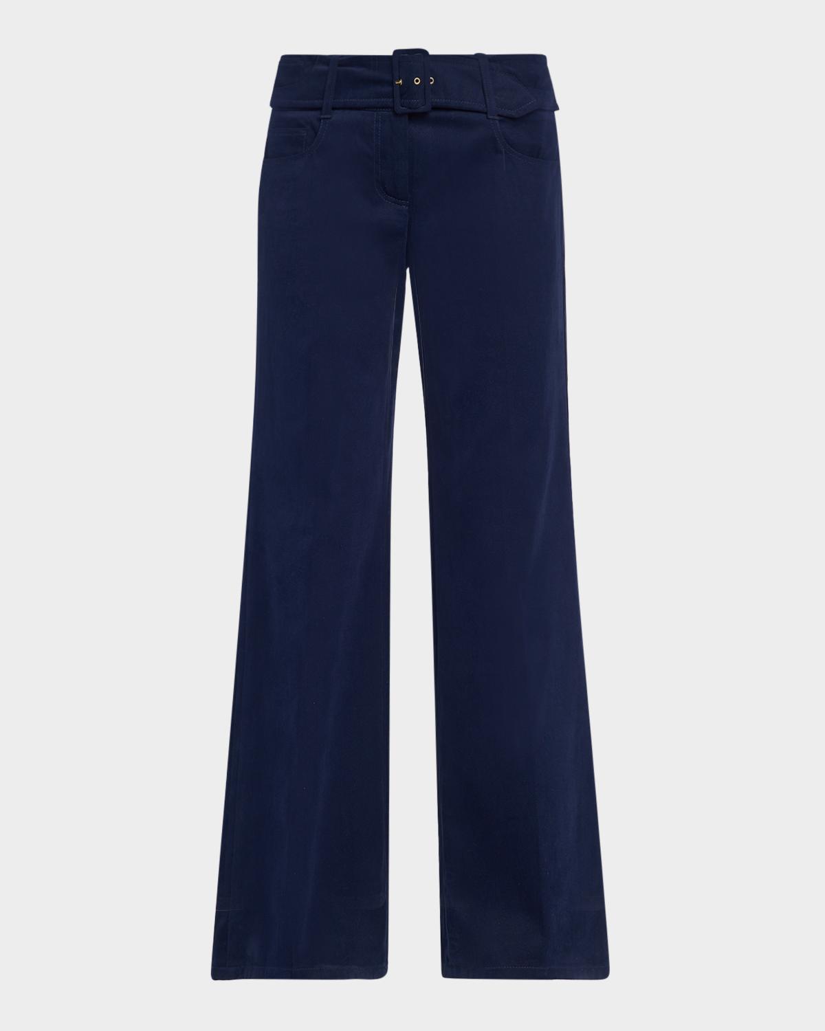 Maison Common Belted Cotton Flared Trousers