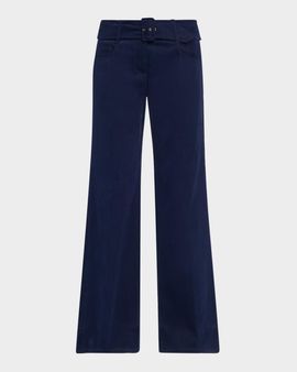Maison Common Belted Cotton Flared Trousers