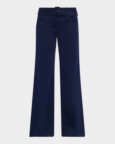 Maison Common Belted Cotton Flared Trousers