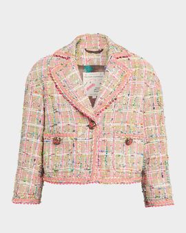 Maison Common Check Tweed Single-Breasted Jacket