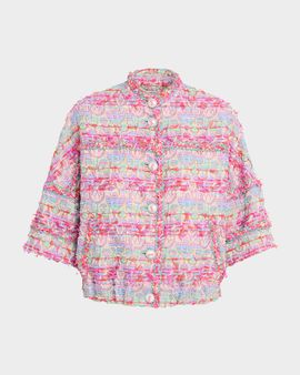 Maison Common Confetti Fringed Tulip Jacquard SIngle-Breasted Jacket