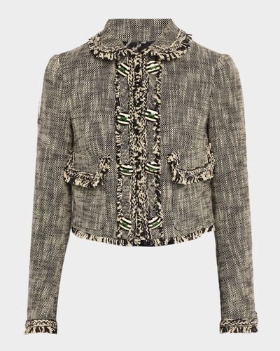Maison Common Cotton-Blend Tweed Fringed Crop Jacket