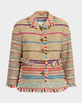 Maison Common Degrade Striped Tweed Single-Breasted Jacket