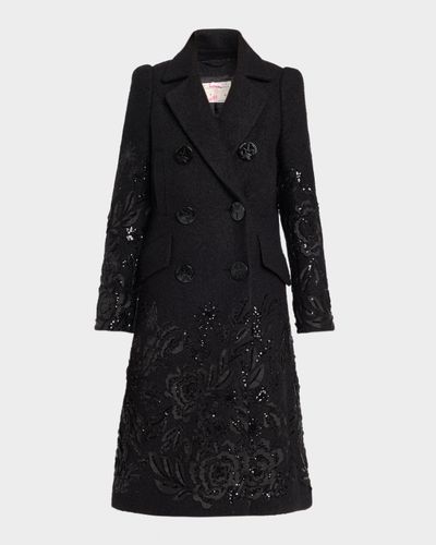 Maison Common Embroidered Boucle Double-Breasted Long Coat