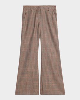 Maison Common Glen Plaid Wool Flared Trousers